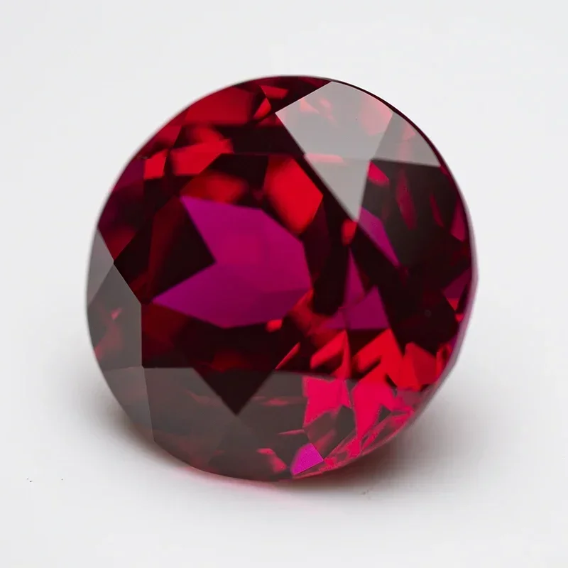 Lab Grown Ruby Round Shape Red Color Charm Beads For Diy Jewel Making Pendant Ring Materials Selectable AGL Certificate
