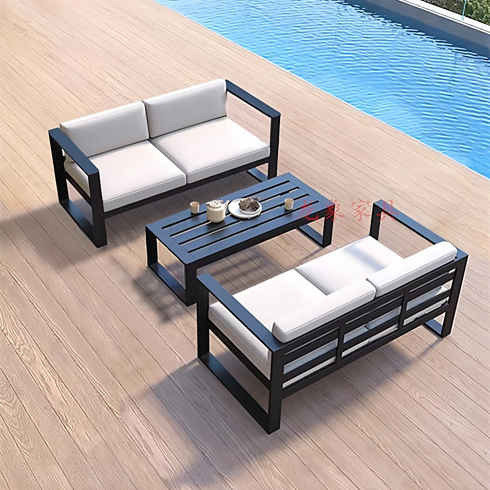 Outdoor sofa table and chair set Park courtyard leisure area Galvanized steel table and chair Waterproof sunscreen Aluminum