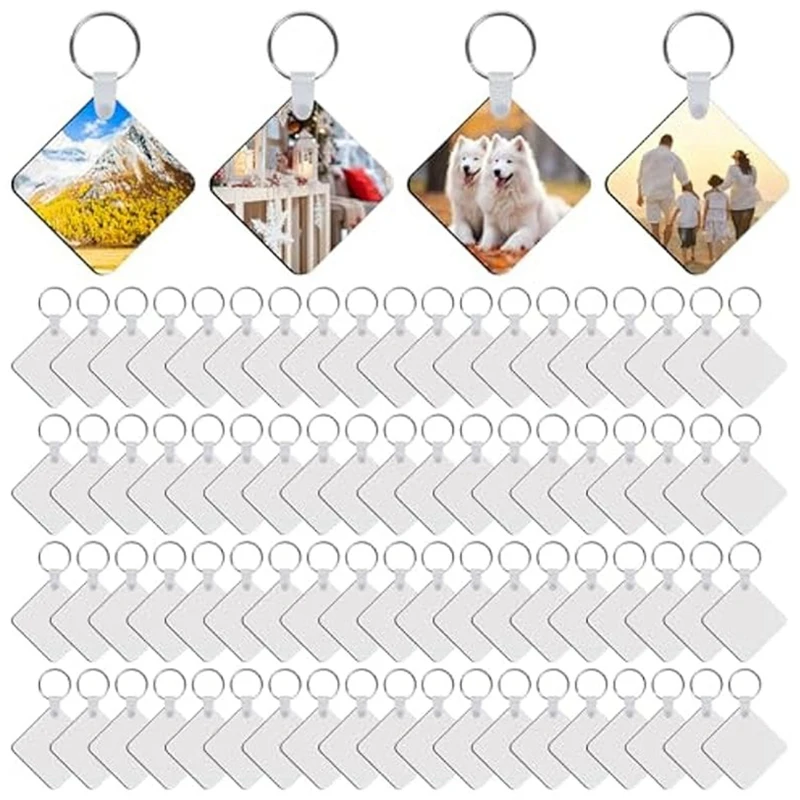 

240Pcs Sublimation Keychain Blanks Double Sides 80 MDF Sublimation Keychains Blank With 160 Rings And Clips