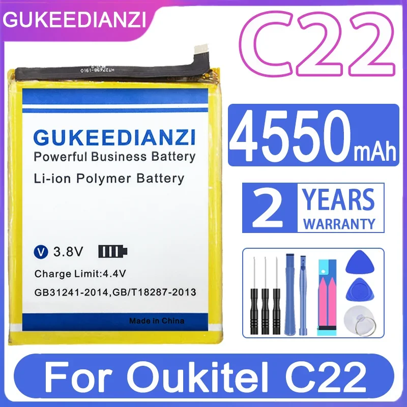 

High Capacity GUKEEDIANZI Battery C 22 4550mAh For OUKITEL C22 5.86 inch