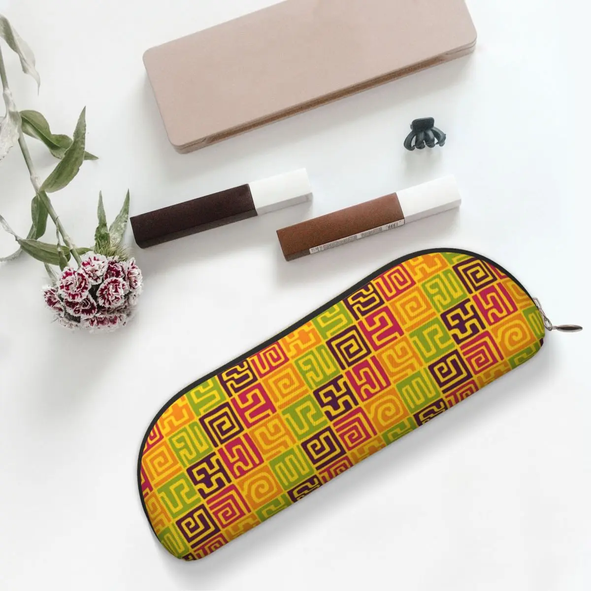 

African Kuba Fabric Pencil Cases Pen Holder Storage Stationery Supplies Large Capacity Pen Box Pencil Bag for Boy Girl Gifts