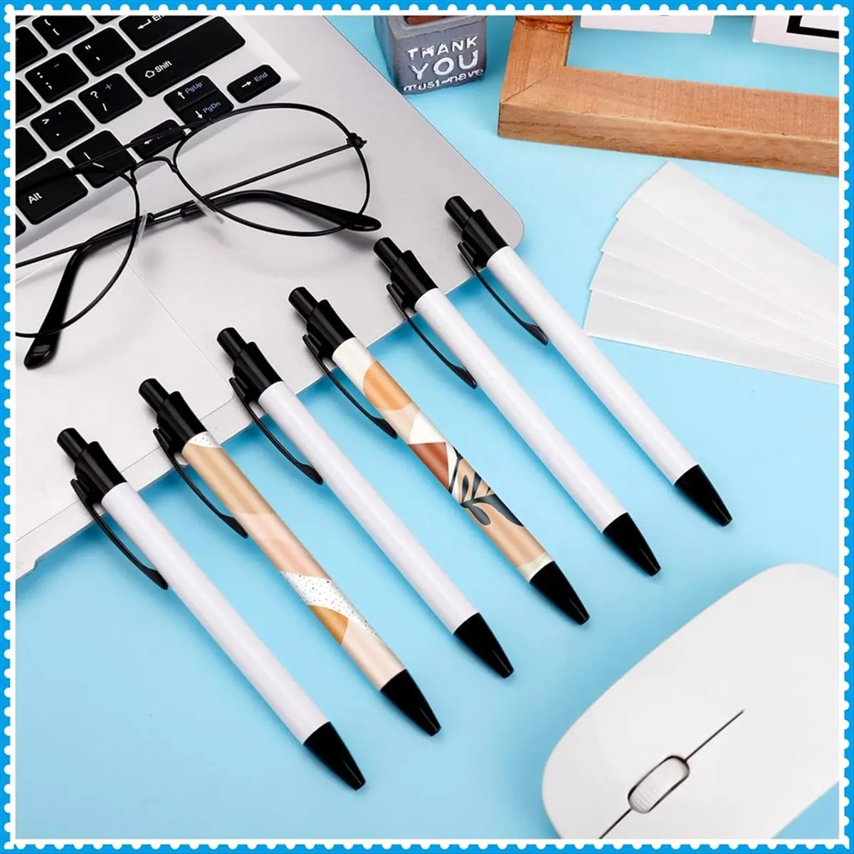 Eco-friendly 36Pcs Sublimation Pen Blank Sublimation Coated Pens Heat Transfer Pens with Heat Shrink Packaging for DIY Home