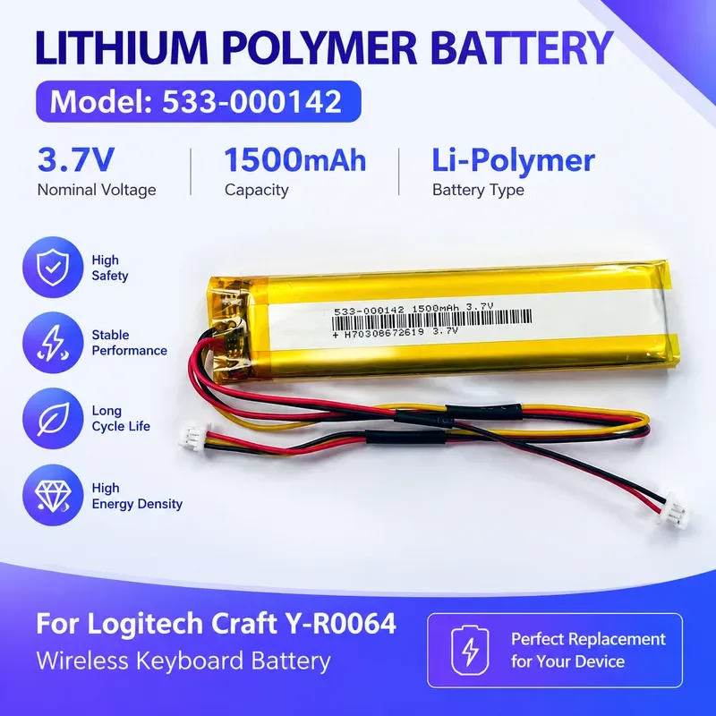 533-000142 Replacement Battery For Craft Y-R0064 Wireless Keyboard Rechargeable Li-ion Battery Pack