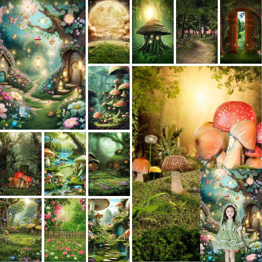 

MOON.QG Cake Smash Girls Fairy Backdrop For Party Baby Princess Castle Birthday Photography Background Fantasy Birthday Decor