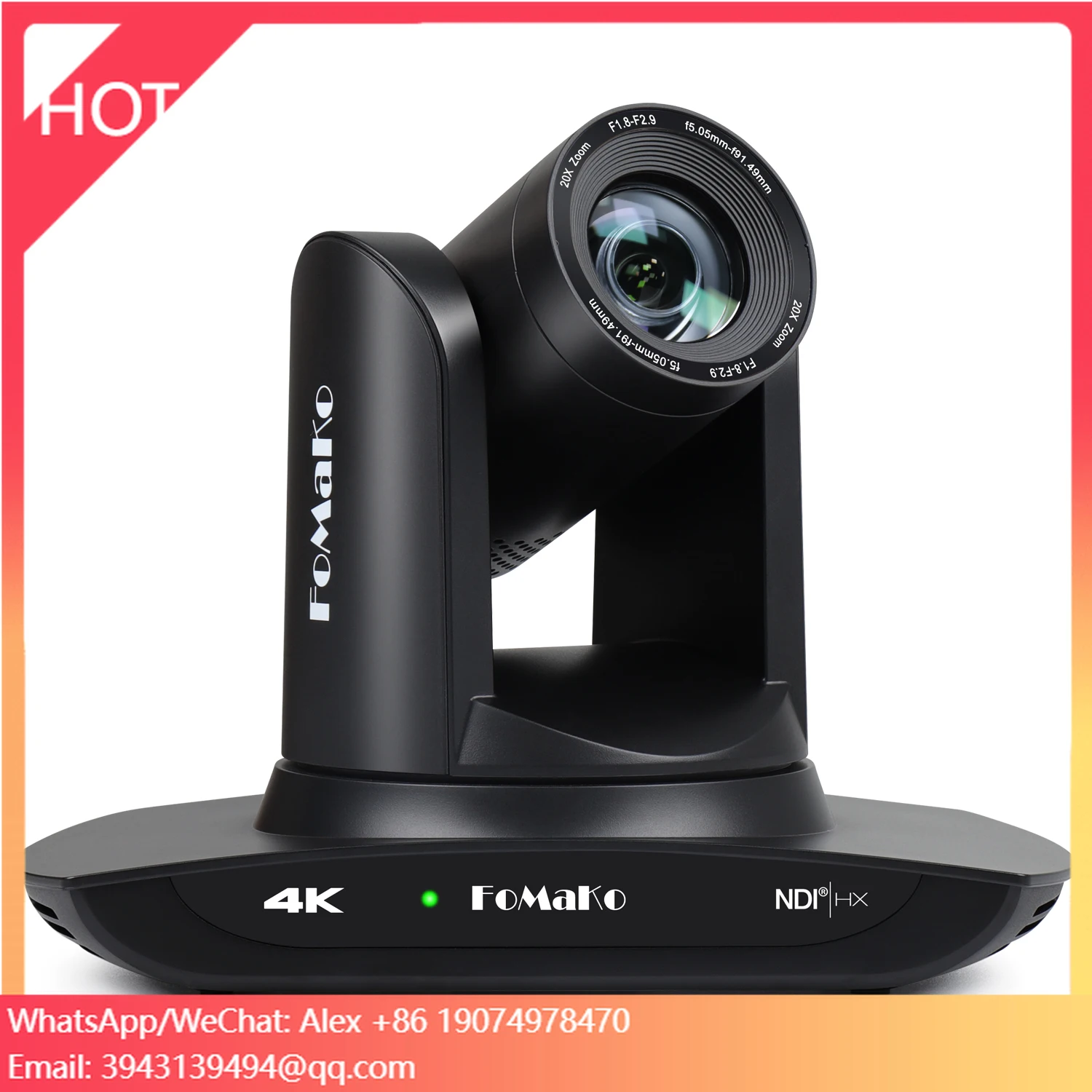 

FoMaKo 4K PTZ Camera NDI 20X Optical Zoom, USB3.0 LAN HD PTZ Camera For Church Worship Education Conference Events K20UH NDI