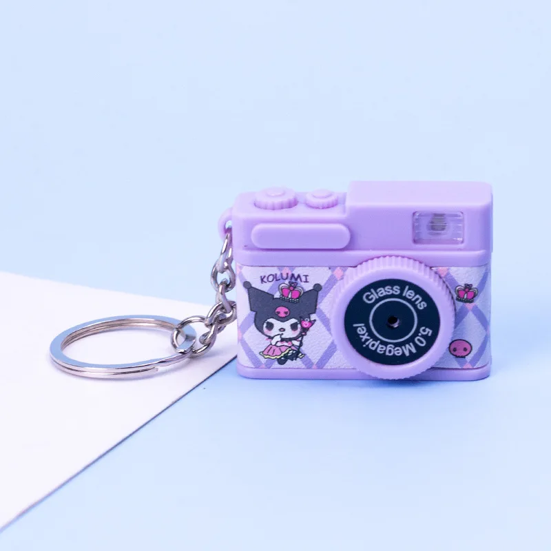 Hello Kitty Camera Shaped Electronic Music Pendant Kawaii Sanrio Kuromi Cinnamoroll Cartoon Heart Camera Keychain Toy For Girls