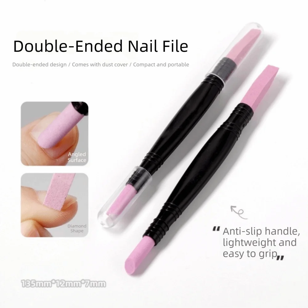 Dual-Ended Quartz Scrub Stick Reusable Fine Polishing Nail Pusher Pen Round Dead Skin Trimmer Nail Care Pen Nail Care Tool