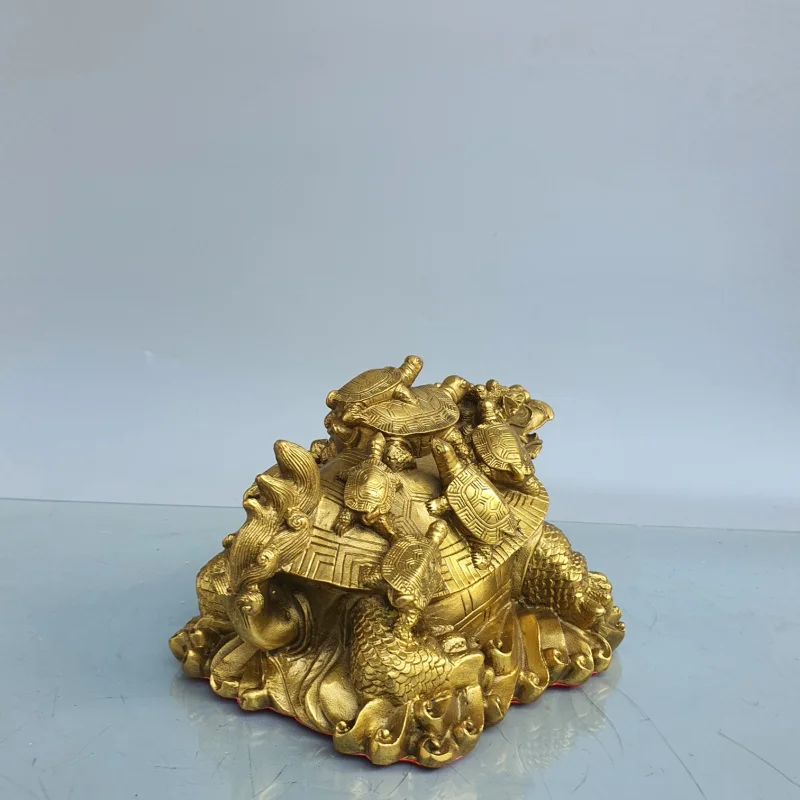 Brass Child And Mother Dragon Turtle Copper Nine To One Home Desktop Decoration Gifts & Crafts Wholesale