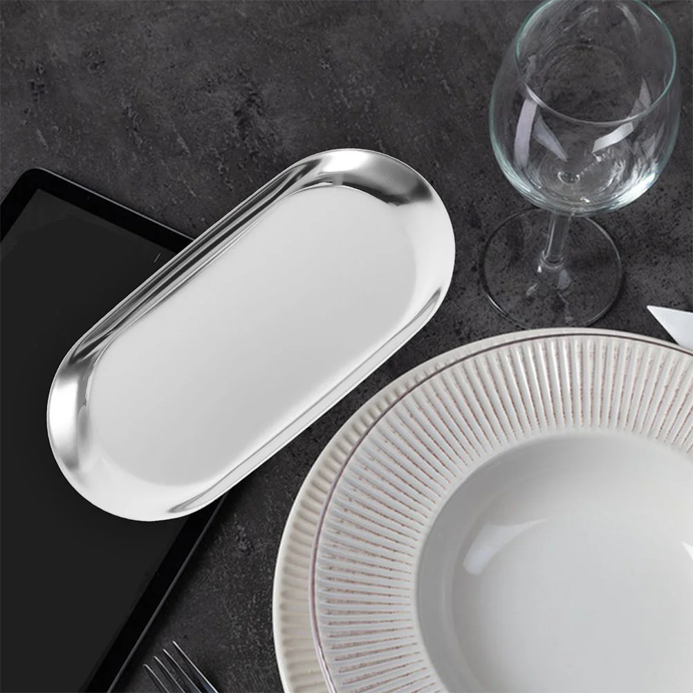 Tip Tray Dresser Stainless Steel Jewelry Plate Storage Decorative Box Bathroom Vanity Rectangular Sink