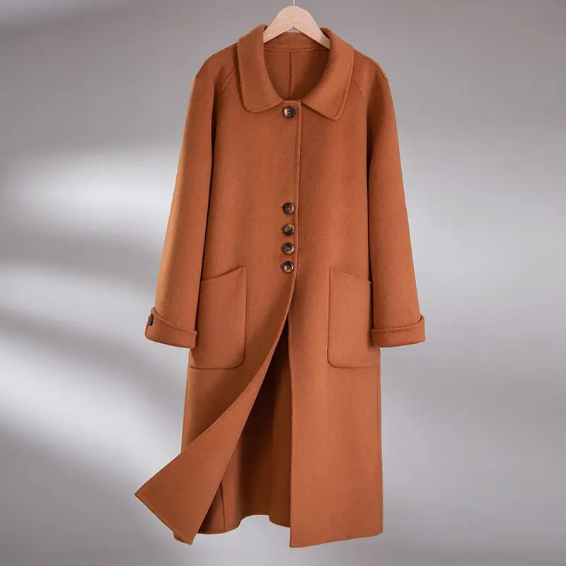 

Wool Overcoat Leisure Fashion Temperament Ladies Reversible Cashmere Outcoat Autumn Winter New Women Simple Long Woolen Outwear