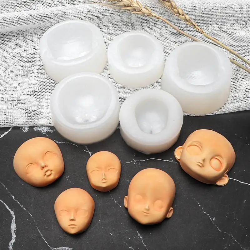 97Qe Dolls Head Face Mold, Silicone Baby Heads, Baby Shower Fondant Cake Mold