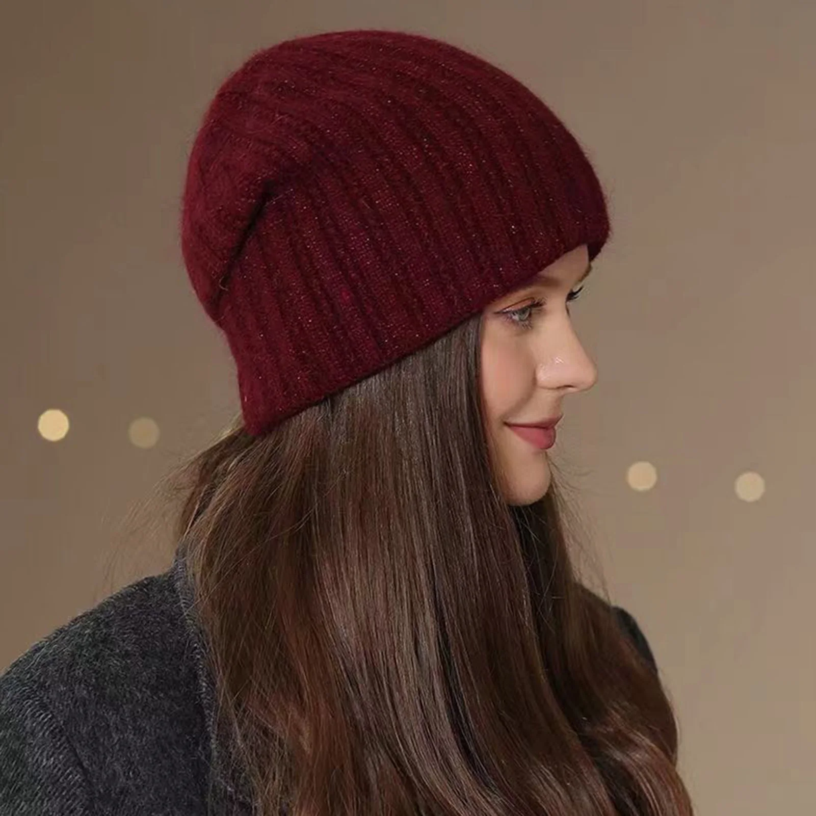 

Зимняя теплая велосипедная шапка для женщин, нежная очаровательная вязаная шапка без полей со стразами, теплые шапки для езды на велосипеде на лыжах