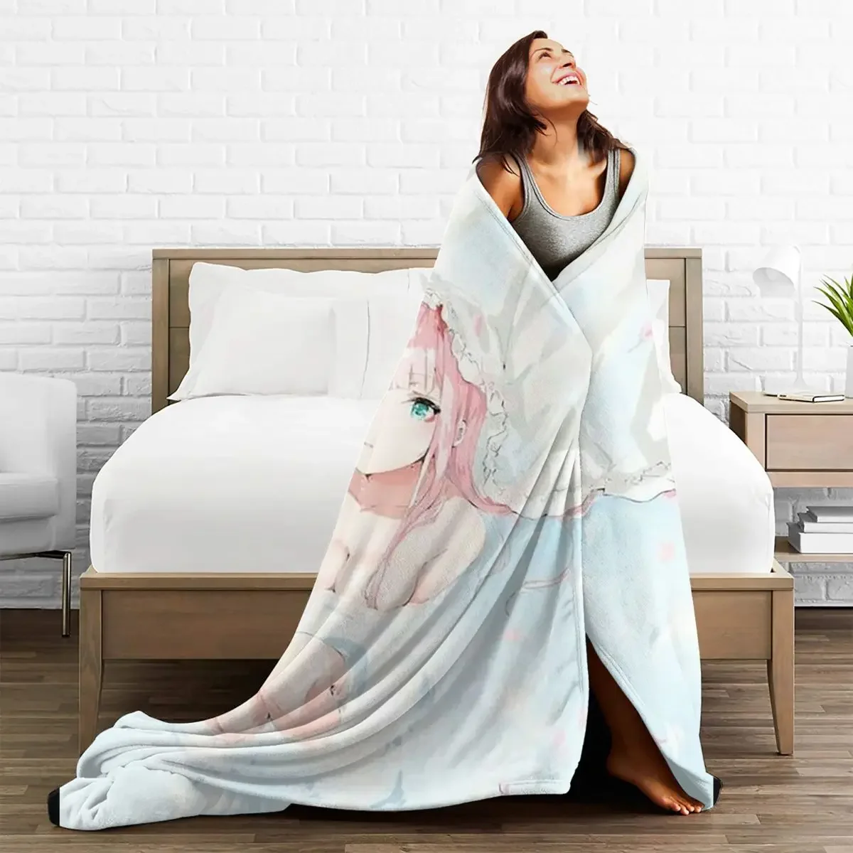 

Baby Blankets Anime Darling In De Franxx Sofa Cover Fleece Cute Decoration 3D Warm Throw for Bedding Office Bedding Throws