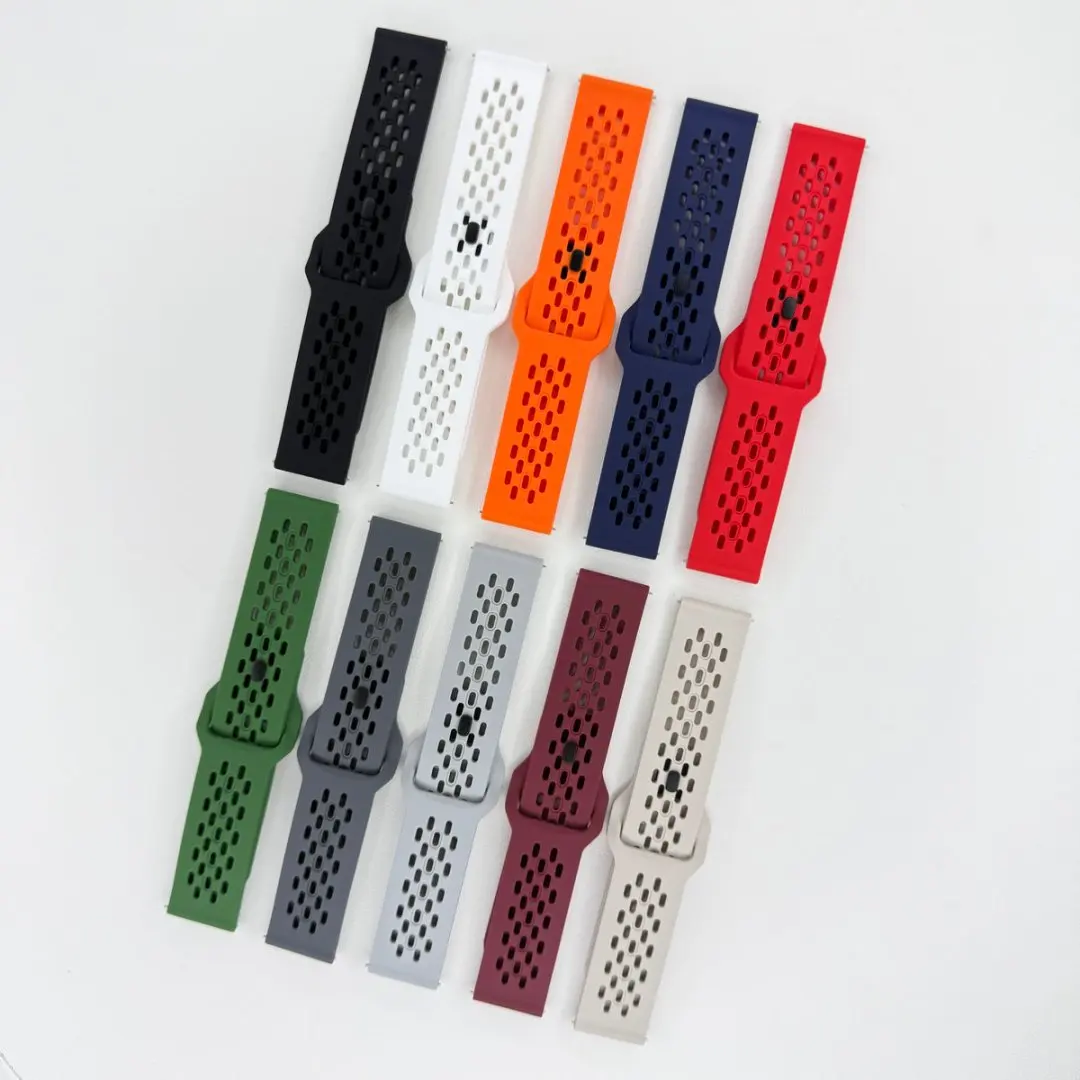 20 22 مللي متر سيليكون حزام لساعة سامسونج جالاكسي اكتيف 2 ساعة 3 4 5 برو 6 7 FE 40 44 41 45 42 46 43 47 مللي متر S3 تنفس الفرقة