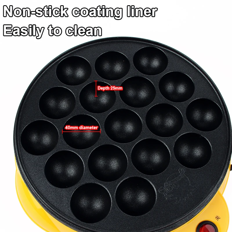 Electric Takoyaki Octopus Ball Baking Machine Maruko Maker With 18 Holes Grill Pan Professional Breakfast Cooking Tool 110V 220V