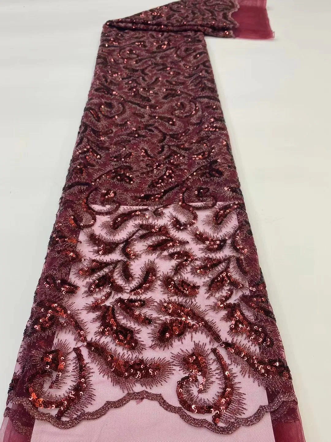 

African Lace Fabric 5 Yards Luxury Multicolor Sequins Handcut Net Lace Material Nigerian Celebrant Asoebi Dress Fabrics A39002