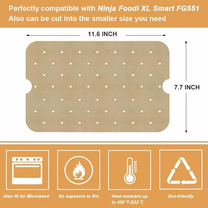 Air Fryer Parchment Paper for FG551 Ninja Foodi Smart XL 6-in-1 Indoor Grill Non-stick Perforated Airfryer Liner Baking Tools