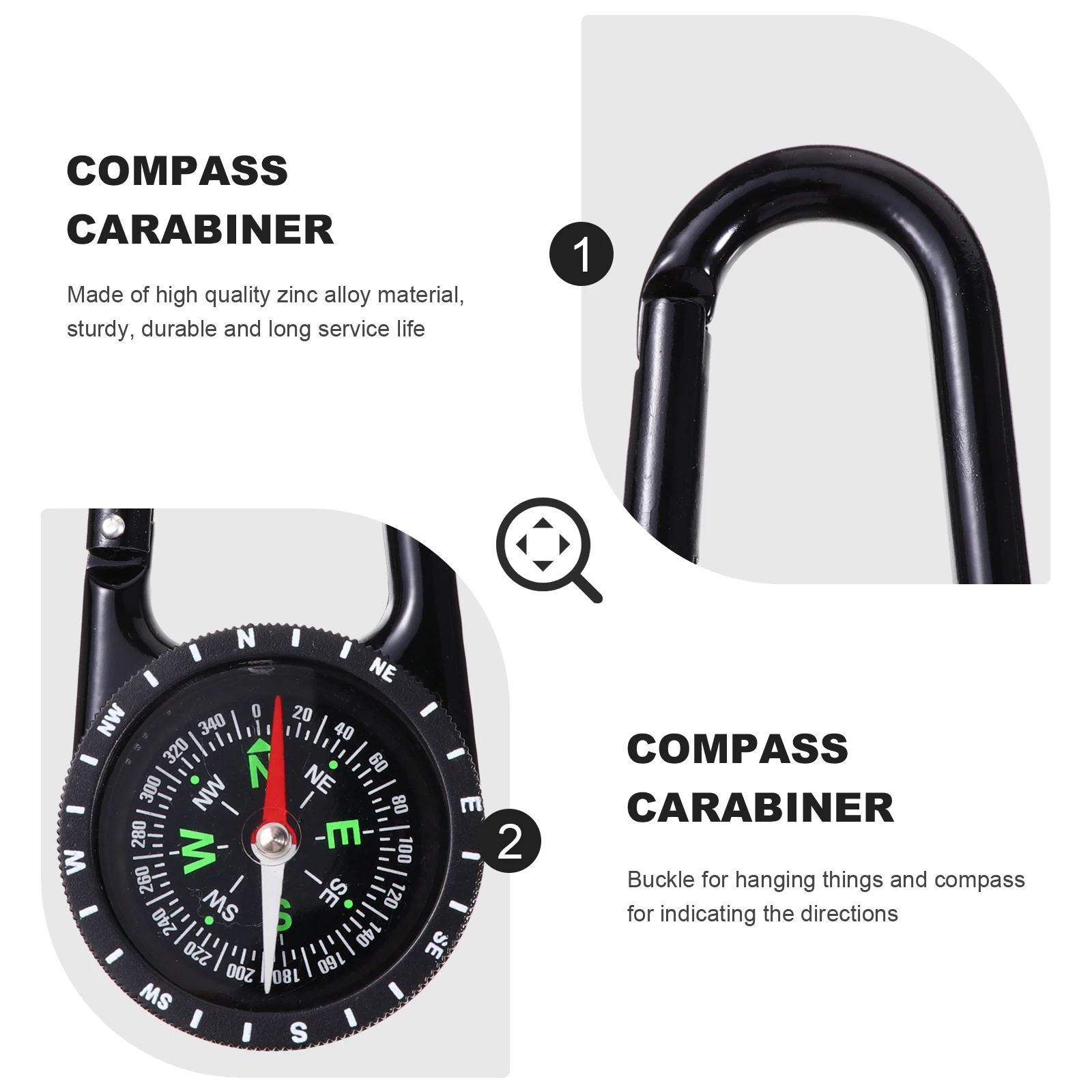 

Compass Zinc Alloy Camping Clip Outdoor Tools Mini Navigation Keychain Hiking Gear Portable Compact Design Graduated Ring