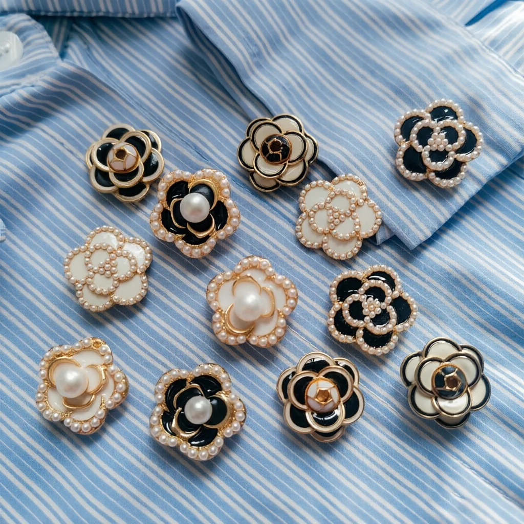 4 pièces de couvre-boutons élégants en métal classique avec perles pour la décoration de vêtements DIY, boutons décoratifs en alliage pour chemises et manches