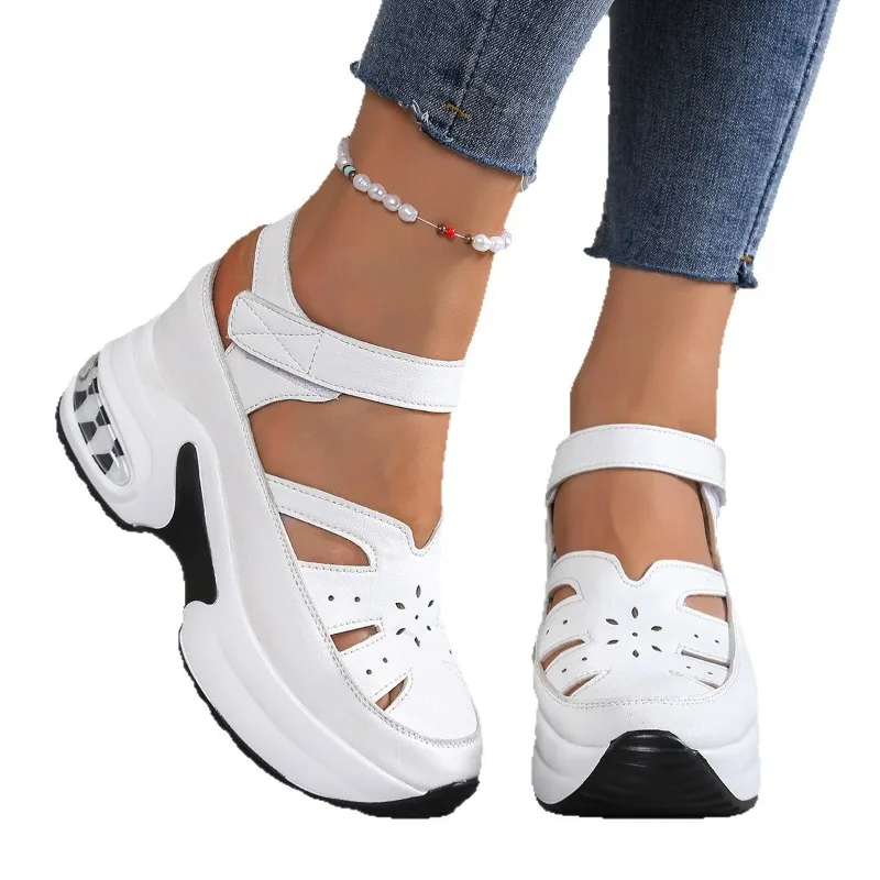 

Women Sandals New High Quality Buckle Strap Sandals Women New Closed Toe Office and Career Summer Solid Wedge Shoes for Women