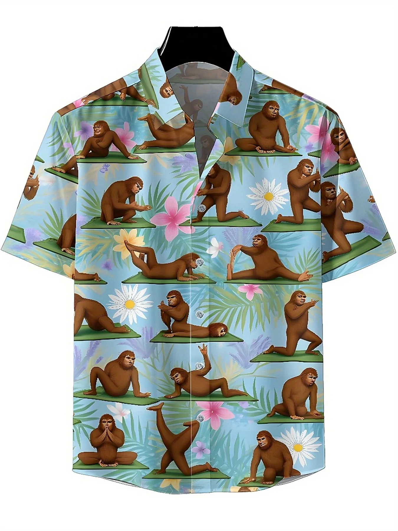 Men's Plus Size Hawaiian Shirts Tropical Jungle Yoga Monkey pattern,Premium Comfort Youth Clothes,Streetwear Y2K Tops
