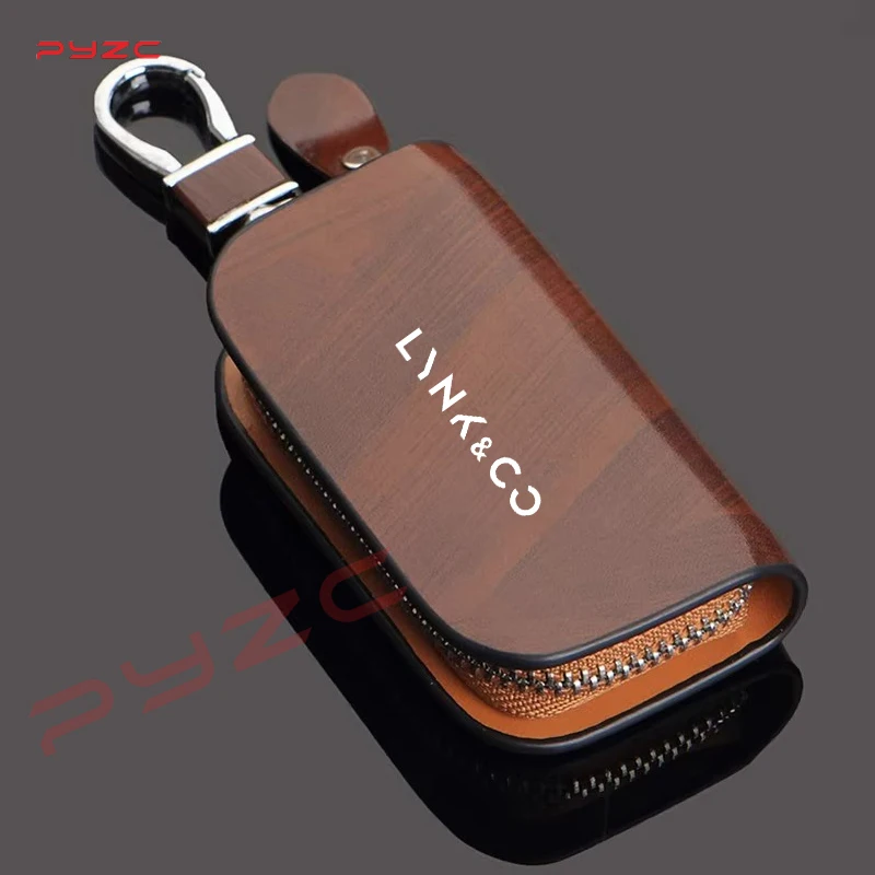 Fashion Vintage Genuine Leather Wallet Key Holder Housekeeper Keys Organizer Voor Lynkco Lynk & Co 05 06 5 6 Lynk Co 05 06 01