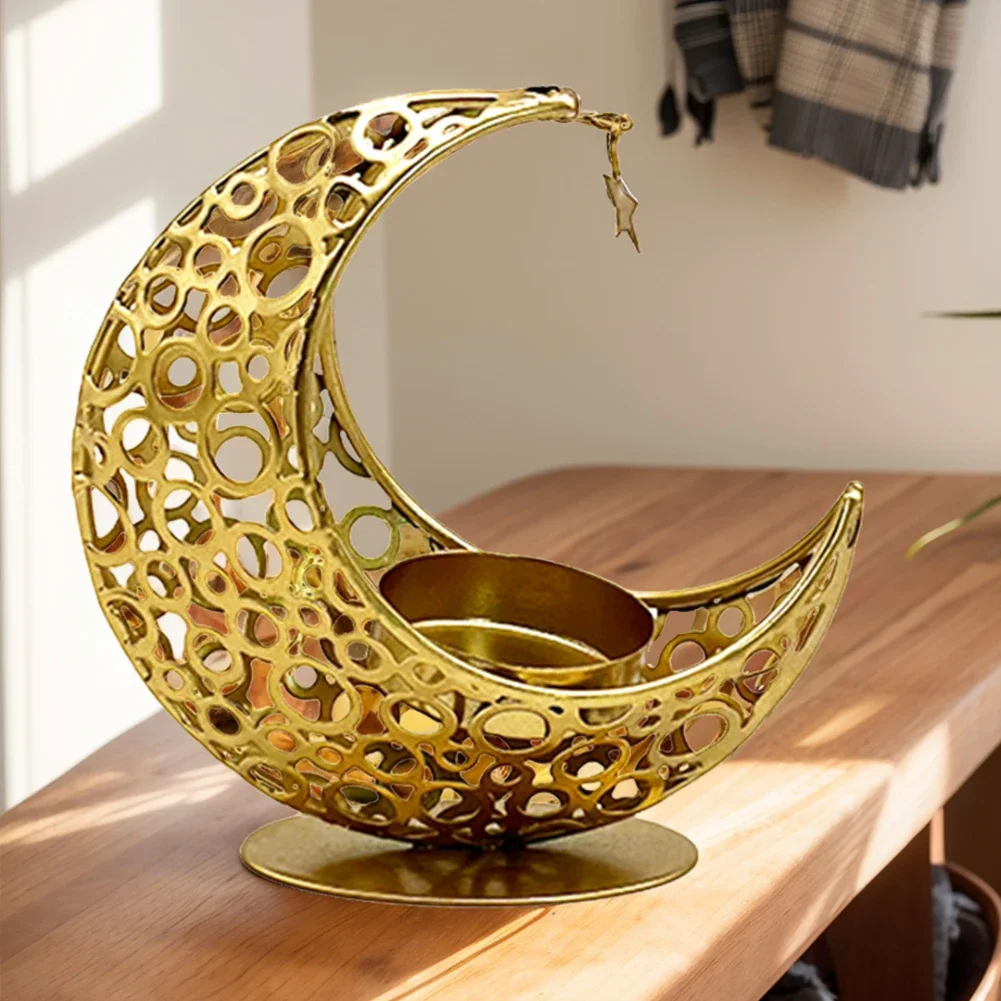 Eid Mubarak Candle Holder Moon Candle Holder Home Islamic Muslim Party Decor Ramadan Candlestick Holder Eid Mubarak Table Decor