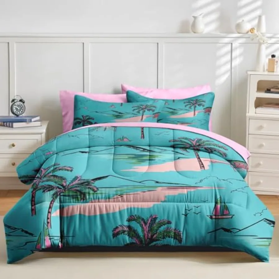 Hawaiian Palm Leaf Bedding Set 7 Pieces