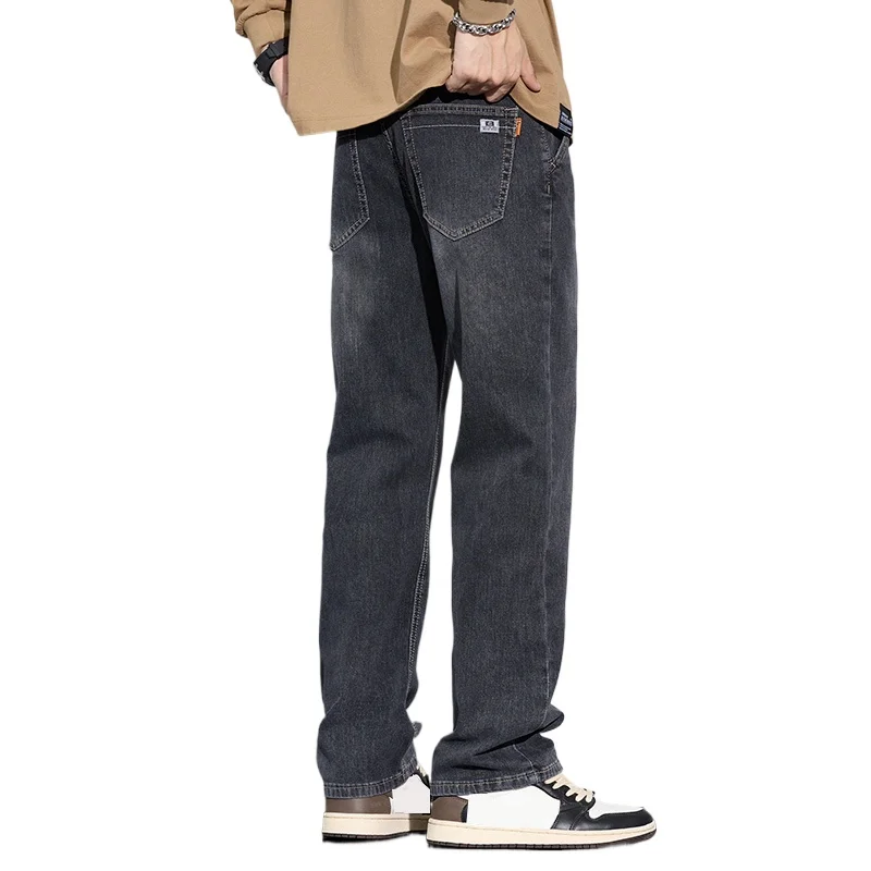 

Men's Loose Straight Leg Jeans Elastic Comfortable All-Season Wear for Outings Dates Shopping - Versatile Casual Denim Trousers