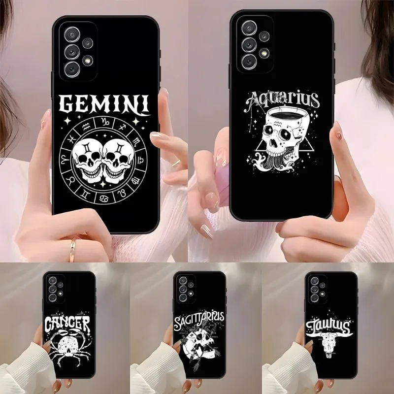 Gothic Aries Libra Pisces Virgo Phone Case For Samsung Galaxy S8 S9 S23 S20 S10 S22 S30 S21 Pro Plus Ultra Fe Back Design Cover