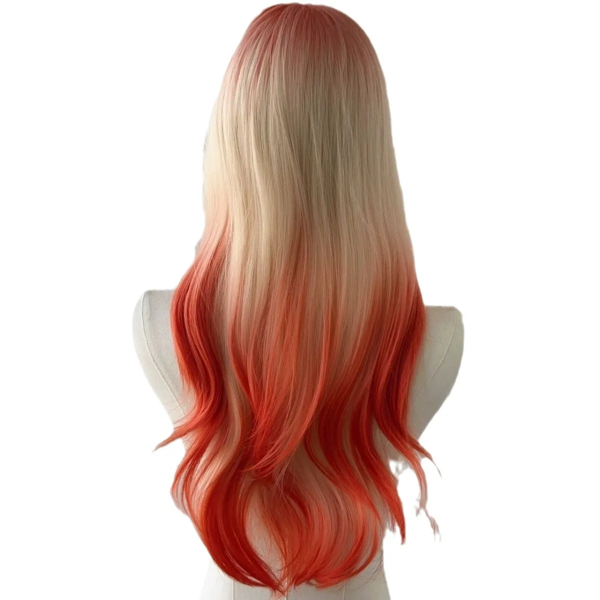 Up and down color gradient atmosphere, two tone wig with sweet style, long hair to decorate face shape