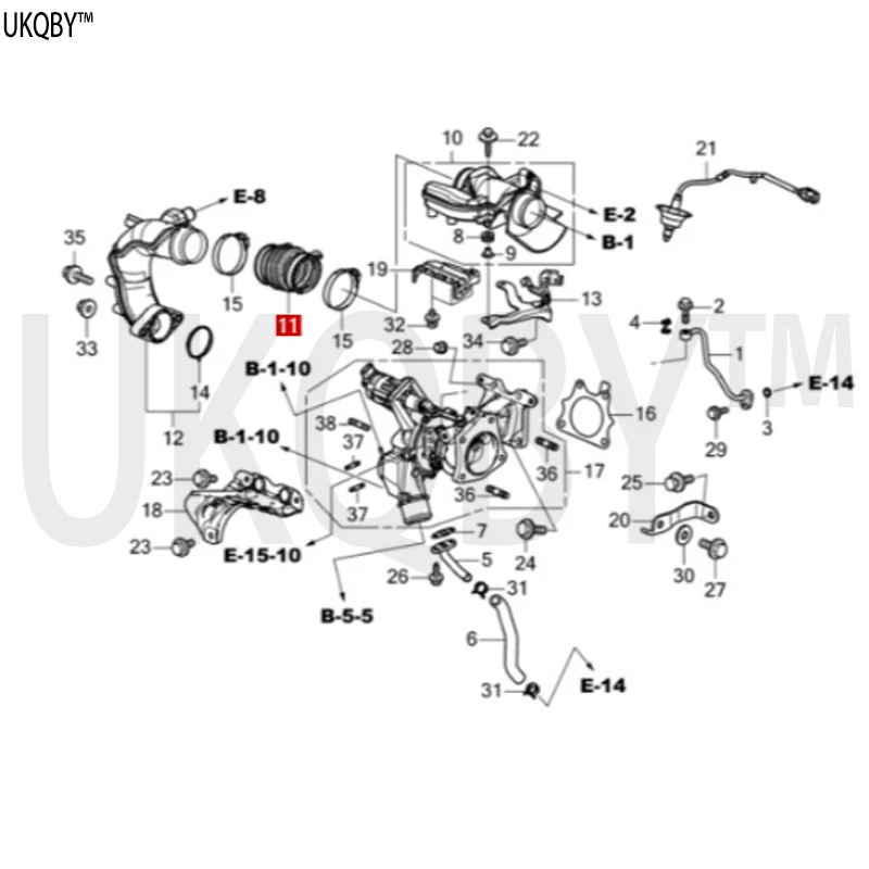 Connecting pipe 11 TUBE, AIR FLOW (B) 172276A0A00