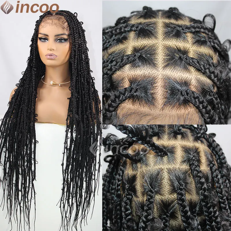 36" Long Synthetic Wigs Box Braided Wigs Jumbo Full Lace Braided Wig Heat Resistant Full Lace Braiding Wigs For Black Women