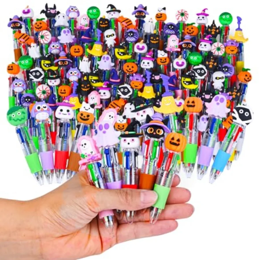 

Pcs Halloween Colorful Multicolor Pen in One Cartoon Cute Fun 4-in-1 Cute Pens Bulk Kawaii Pumpkin Ghost Bat Shape Cool Ballpoi