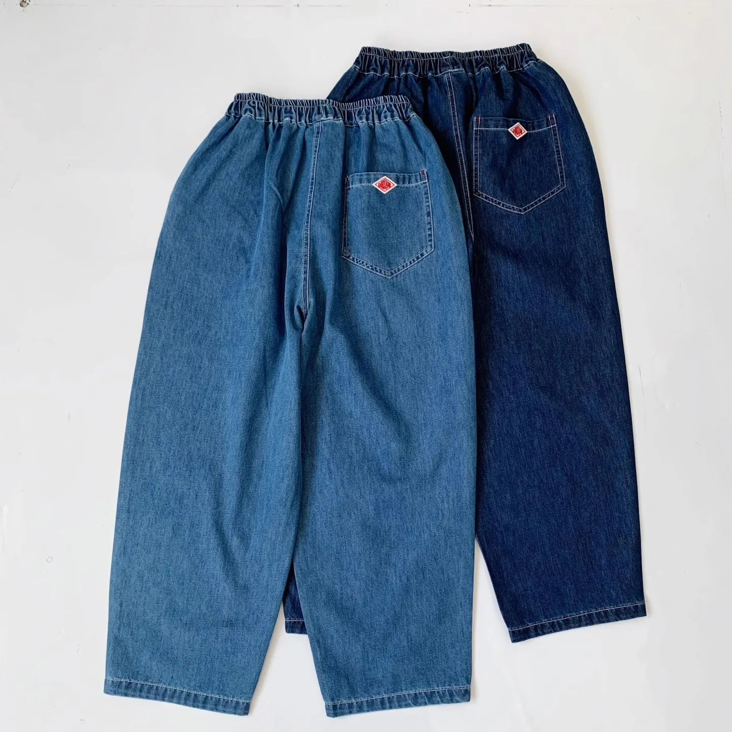 Casual Vintage Japanese Sle Women's Jeans Elastic Waist Nine-Piece Pants Spring Summer Faion Straight Leg Trousers