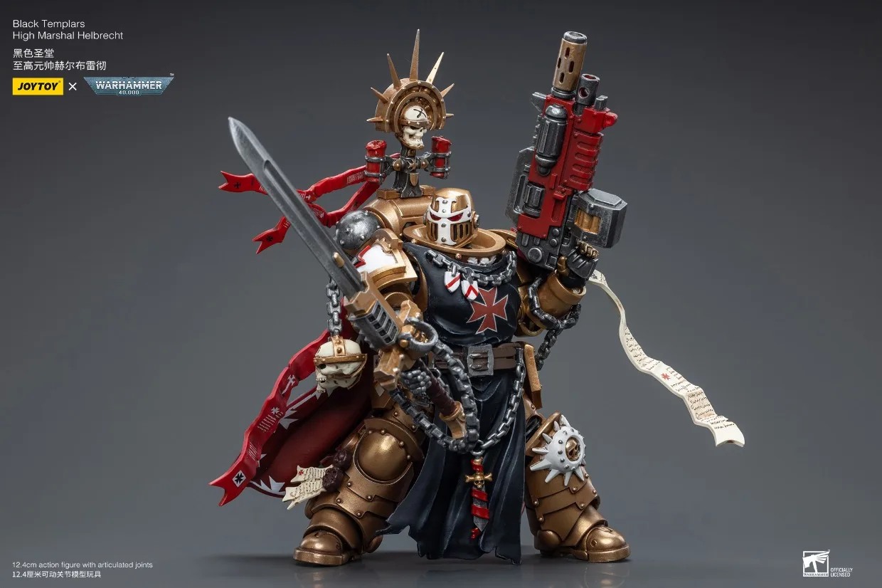 JOYTOY Warhammer 1/18 액션 피규어 블랙 템플러 하이 마샬 Helbrecht 모델 장난감 소년 선물 3.75 인치