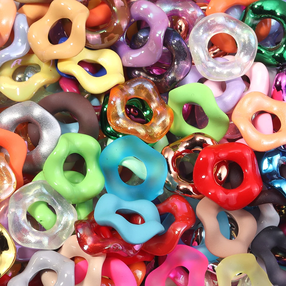 20pcs 16mm Candy Color Acrylic Beads Colorful Doughnut Loose Beads For DIY Jewelry Making Bracelet Phone Chain Keychain Supplies image 5