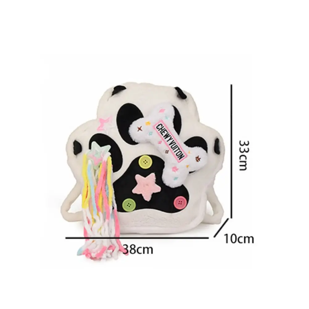 Large Capacity Cat Paw Plush Backpack Lolita Cartoon Cat Paw Bones Plush Knapsack Multifunctional Ins Cat Student Schoolbag