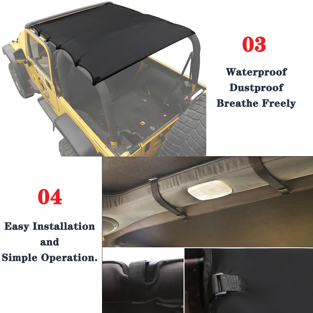 Car Soft Extended Bikini Top Cover for Jeep Wrangler TJ 1997 1998 1999 2000 2001 2002 2003 2004 2005 2006 Interior Accessories