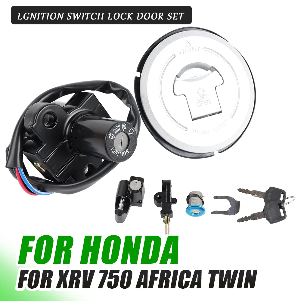 

Motorcycle Electric Door Lock Kit Ignition Switch Lock Cap Keys Cover For Honda XRV750 Africa Twin XRV 750 35100-MY1-007 Parts