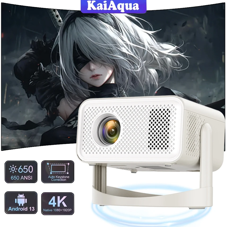 جهاز عرض محمول أصلي ثلاثي الأبعاد 650ANSI HT23 4K 1080P تركيز تلقائي تصحيح حجر المفاتيح أندرويد 11 BT5.2 WIFI6 360 °   السينما المنزلية