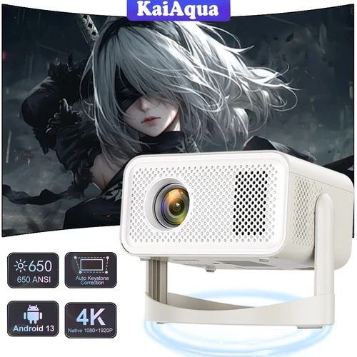Imagen 2 del producto Nuevo Proyector portátil nativo 3D 650ANSI HT23 4K 1080P enfoque automático corrección Keystone Android 11 BT5.2 WIFI6 360 °   Cine en casa