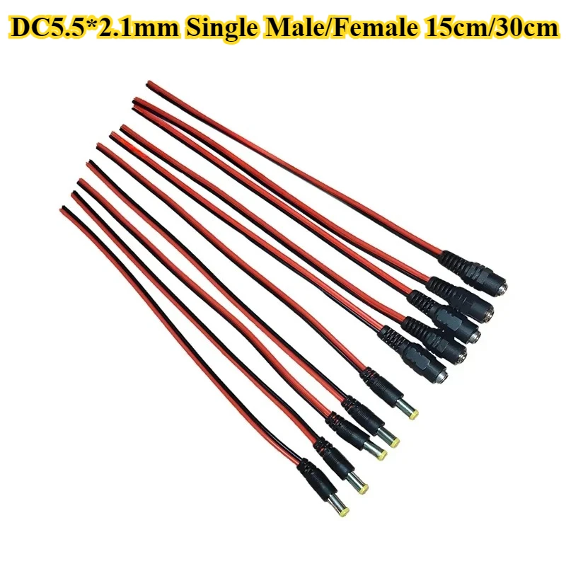 

10/30/50Pcs DC5.5*2.1mm Single Male Female Plug 12V DC Power Pigtail Cable Jack for CCTV Camera Connector Extension Wire 15/30cm