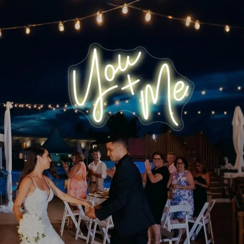 You and Me Neon Sign Backdrop Decorations for Reception,Custom Dimmable LED Signs for Birthday Party Decor, Wedding Gift for Her