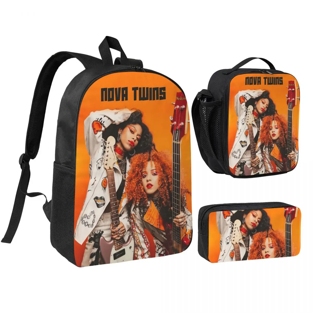 Mochila Nova Twins para niños y niñas, mochila escolar, bolsos de hombro, 3 piezas, bolsa térmica para el almuerzo, estuche para lápices