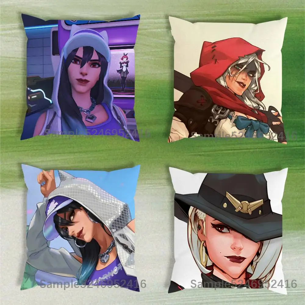 

Ashe Bob O-Overwatch Game Pillow Case Short Plush Sofa Decorative Gift Home Double-sided Printing Cushio