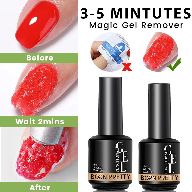 BORN PRETTY Magic Fast Remover Gel Nail Polish Burst Manicure Remover UV Soak Off Nail Art Clean Degreasr Semi-permanet Function