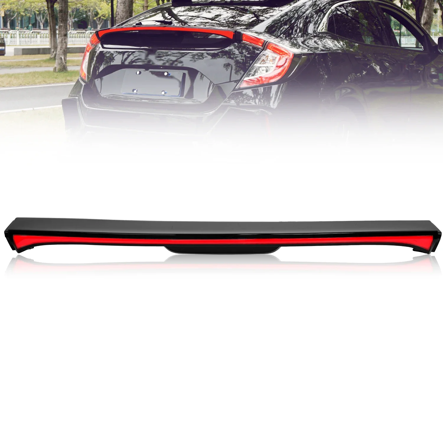 Archaic 10th gen Civic Hatchback Through Lamp for 2016-2020  rear Spoiler light trunk trim light