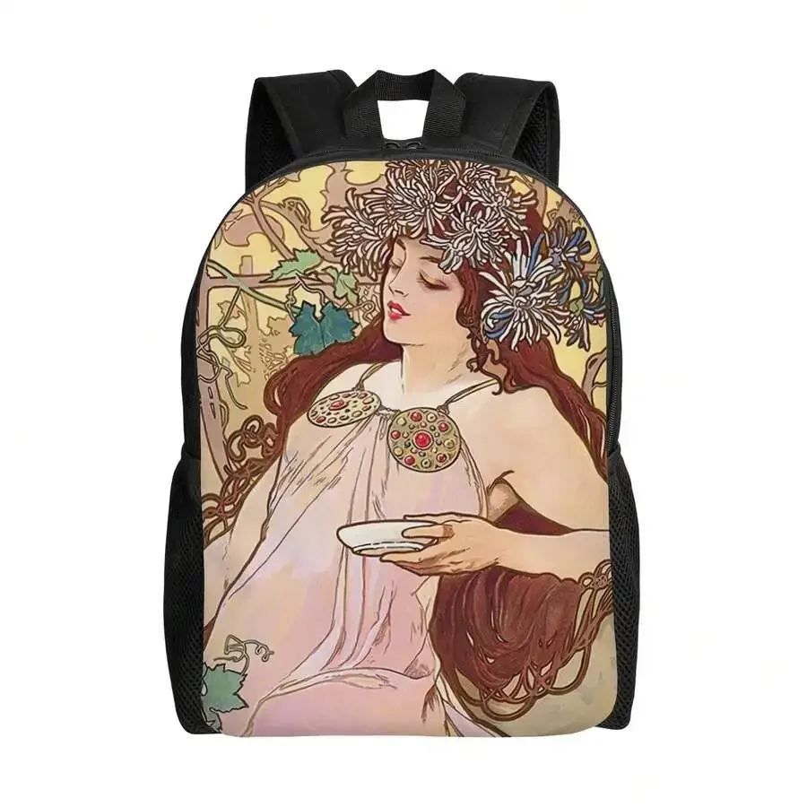 

Art Nouveau Printed Lightweight Polyester Backpack For Daily Commute Travel Casual Use