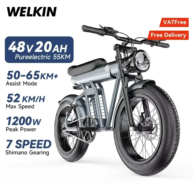 WELKIN GYL111-ZM21 Электрический мотоцикл 1200 Вт Двигатель Электрический горный велосипед 48 В 20 Ач Съемный аккумулятор Absorption Fat Tire E Bike